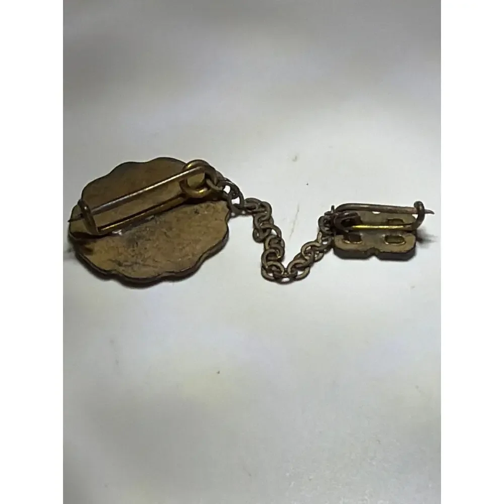 Vintage Atlantic City Convention Hall 36 Year Service Chain Lapel Pin Gold Tone
